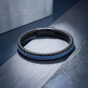 Navy Leather Bracelet – Black Stitching — image 4