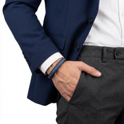 Navy Leather Bracelet – Black Stitching — image 3