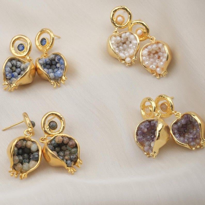 Pomegranate Jade Earrings – Vintage Style — image 5