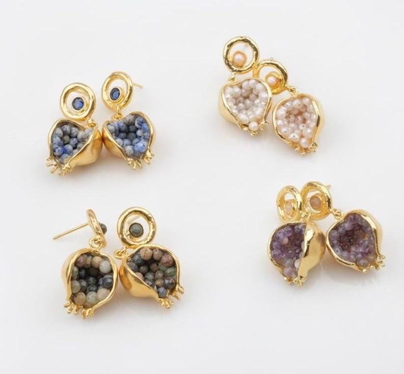 Pomegranate Jade Earrings – Vintage Style — image 6