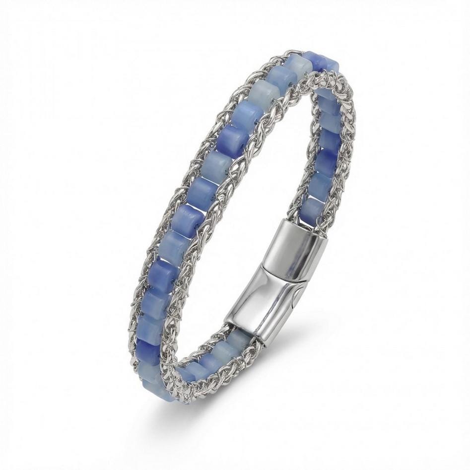 Blue Aventurine & Silver Chain Bracelet — image 3