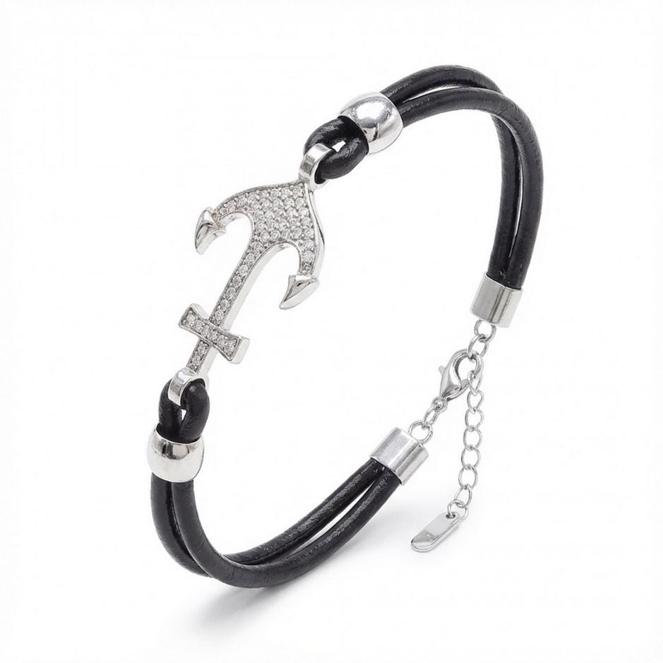 Anchor Leather Bracelet – Adjustable Unisex — image 2