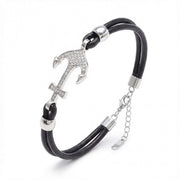 Anchor Leather Bracelet – Adjustable Unisex — image 2