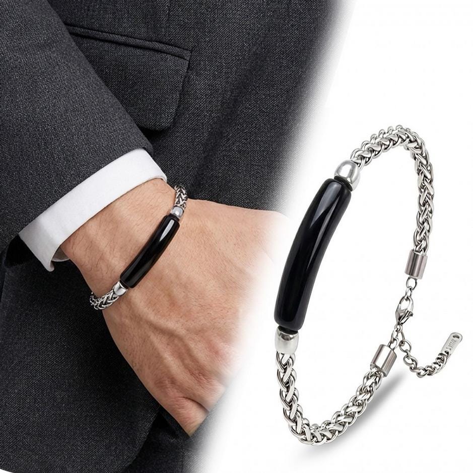 Natural Stone & Silver Chain Bracelet — image 9