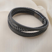 Hematite Beaded Leather Bracelet — image 4