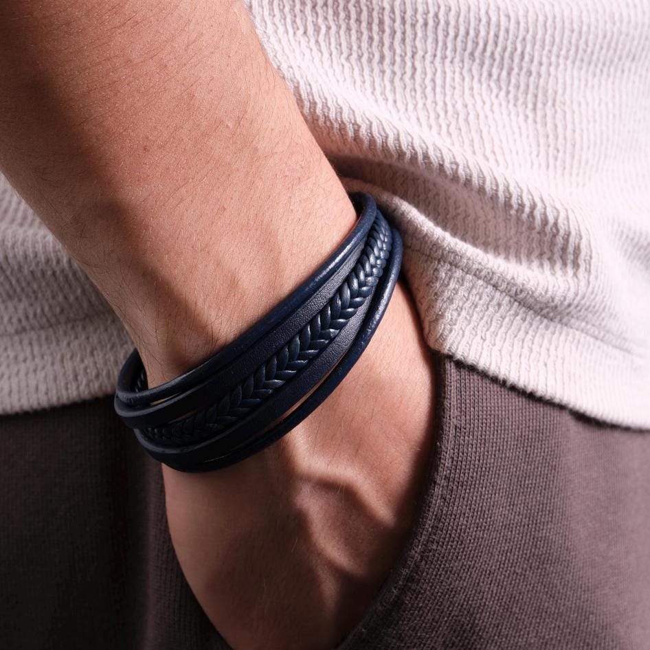 Navy Multi-Layer Leather Bracelet — image 2