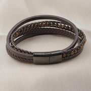 Tiger Eye Beaded Leather Bracelet — image 6