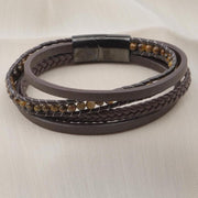 Tiger Eye Beaded Leather Bracelet — image 5