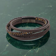 Tiger Eye Beaded Leather Bracelet — image 4