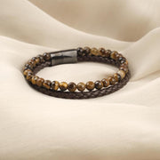 Tiger Eye Leather Beaded Bracelet — image 6