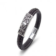 Engraved Silver Leather Bracelet — image 5