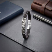 Engraved Silver Leather Bracelet — image 4