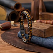 Tiger Eye Disc Bead Leather Bracelet — image 4