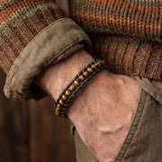 Tiger Eye Disc Bead Leather Bracelet — image 1