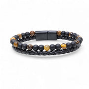 Matte Onyx & Tiger Eye Leather Bracelet — image 2