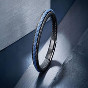Navy Leather Bracelet – Black Stitching — image 5