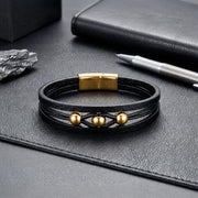 Gold Disc Leather Bracelet — image 3