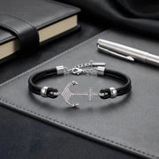 Anchor Leather Bracelet – Adjustable Unisex — image 1