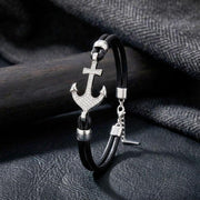 Anchor Leather Bracelet – Adjustable Unisex — image 3