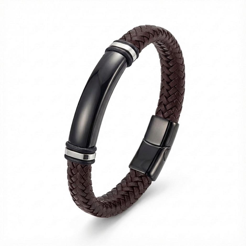 Customizable Brown Leather Bracelet — image 3
