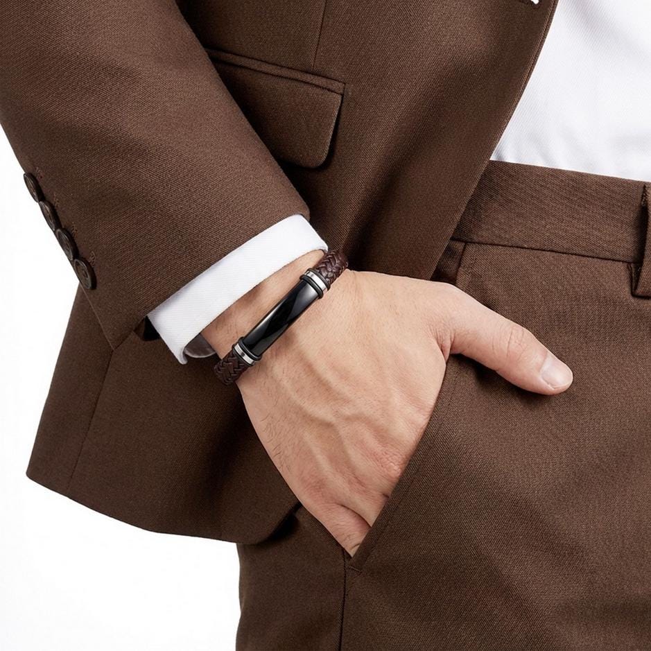Customizable Brown Leather Bracelet — image 1
