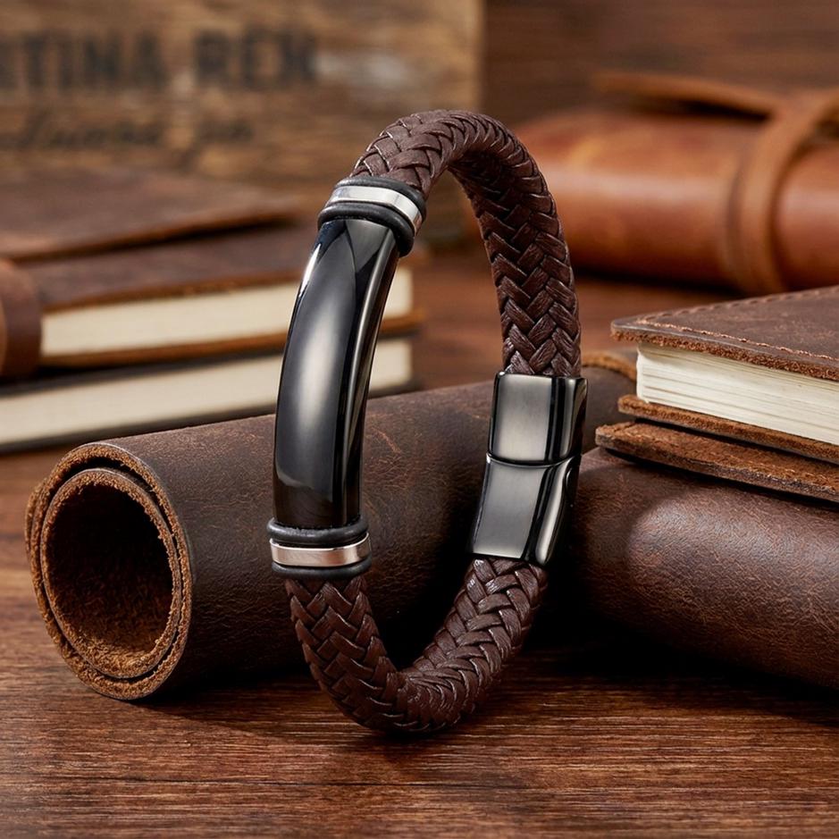 Customizable Brown Leather Bracelet — image 4
