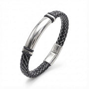 Black & White Stitched Leather Bracelet — image 3