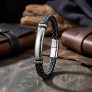 Black & White Stitched Leather Bracelet — image 4