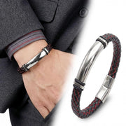 Red-Stitched Leather Bracelet – Gold Accents — image 6