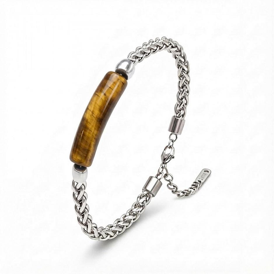 Natural Stone & Silver Chain Bracelet — image 2