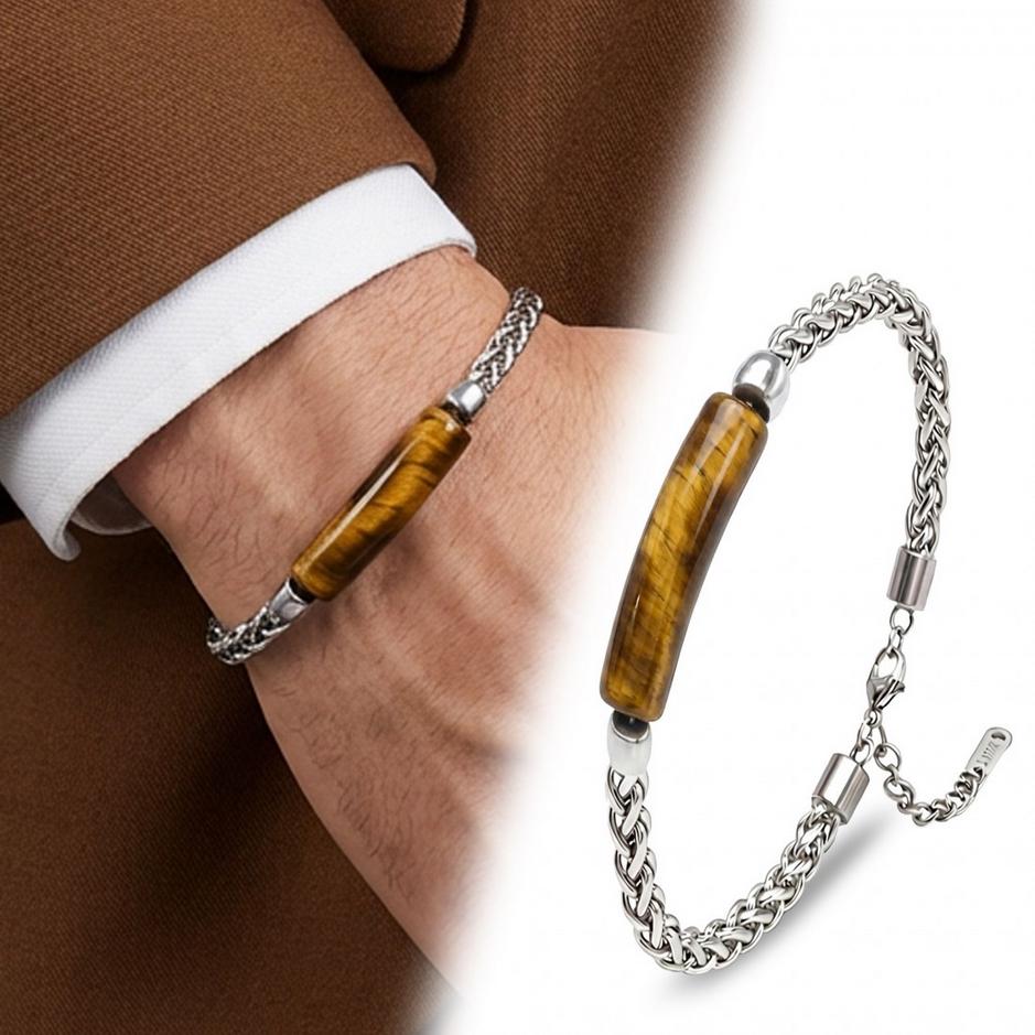 Natural Stone & Silver Chain Bracelet — image 6