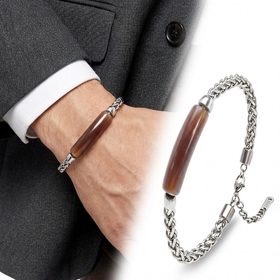 Natural Stone & Silver Chain Bracelet — image 7