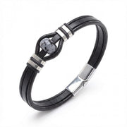 Snowy Obsidian Leather Bracelet — image 2