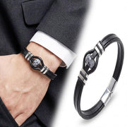 Snowy Obsidian Leather Bracelet — image 5