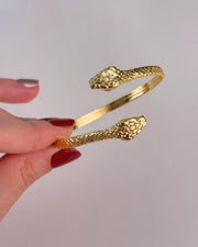 Engraved Snake Gold Cuff Bracelet — image 7
