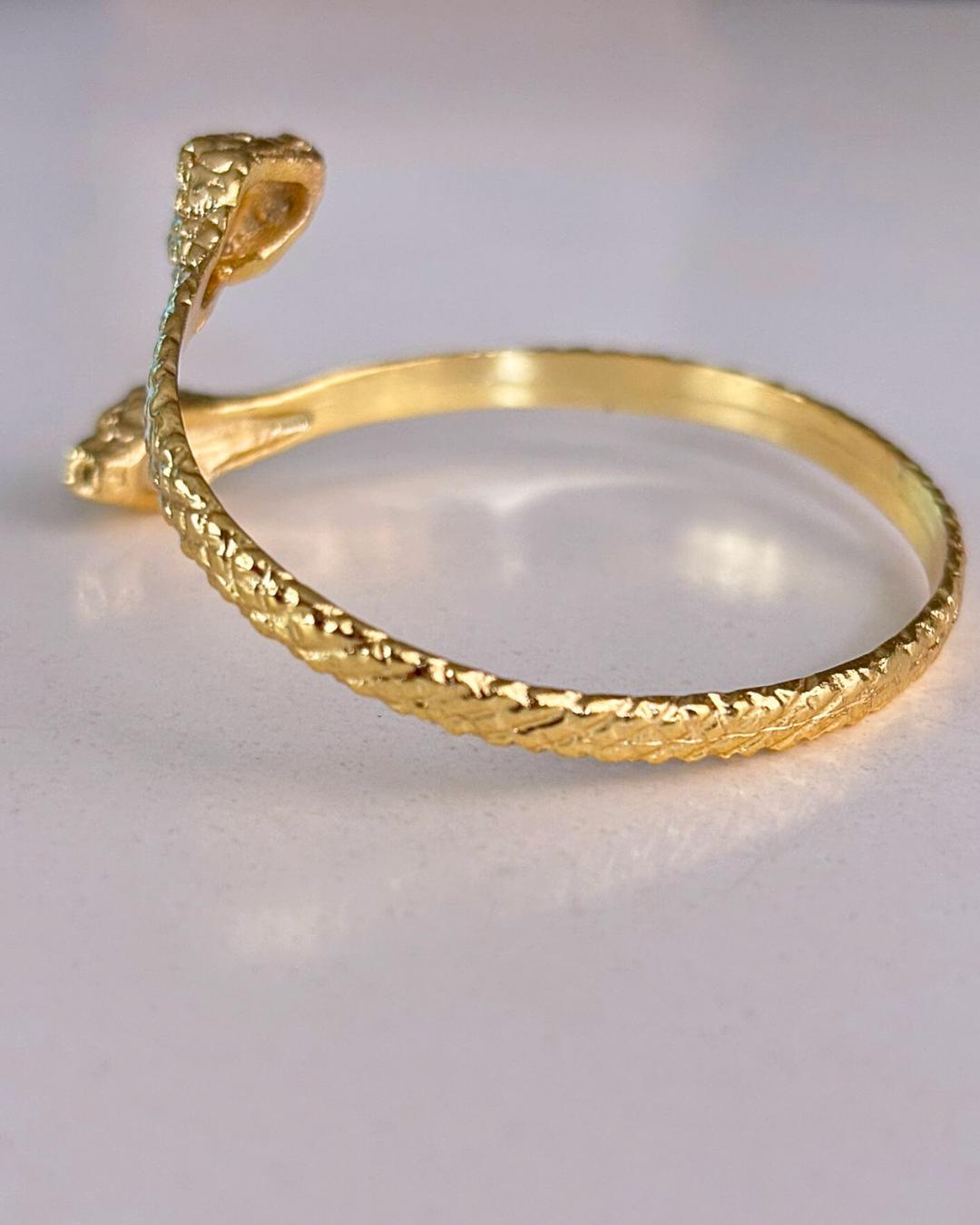 Engraved Snake Gold Cuff Bracelet — image 4