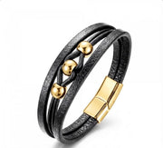 Gold Disc Leather Bracelet — image 2
