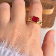 Red Stone Gold Statement Ring — image 3