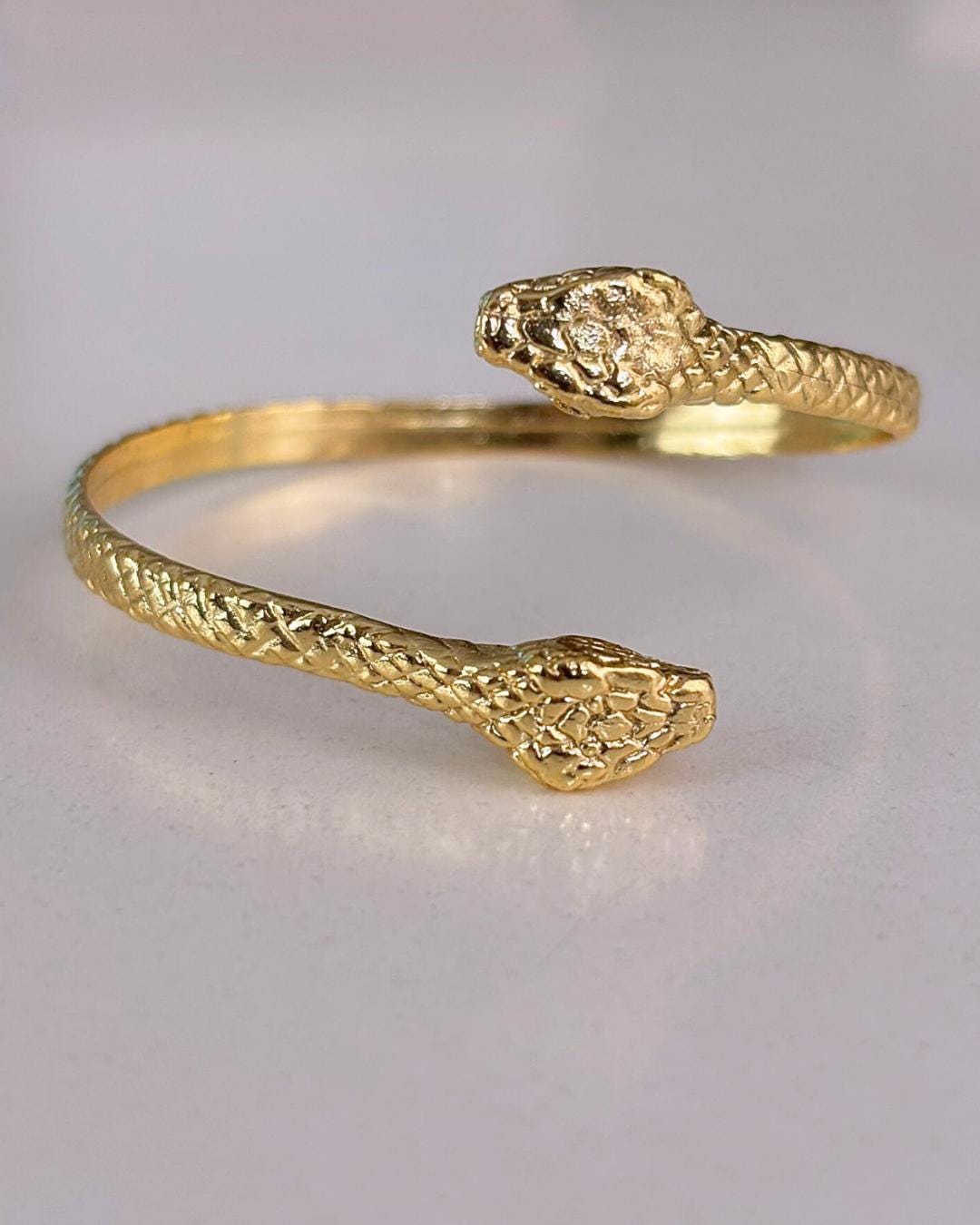 Engraved Snake Gold Cuff Bracelet — image 2