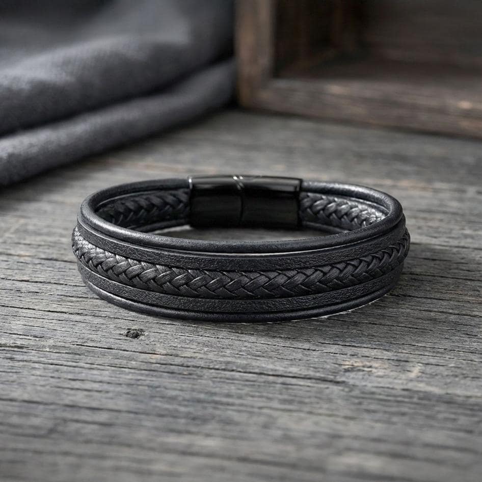 Minimalist Black Leather Bracelet — image 2