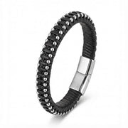 Leather Bracelet with Silver Disc Accents — image 5