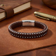 Leather Bracelet with Silver Disc Accents — image 3