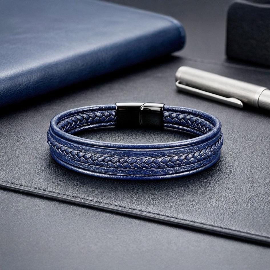 Snake-Stitch Leather Bracelet — image 4