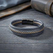 Black, Brown & Gold Leather Bracelet — image 4