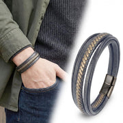 Black, Brown & Gold Leather Bracelet — image 6