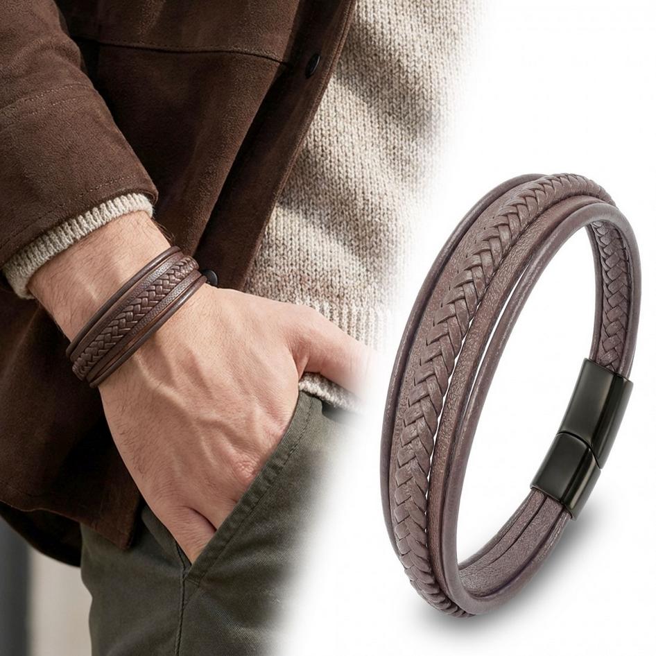 Minimalist Black Leather Bracelet — image 7