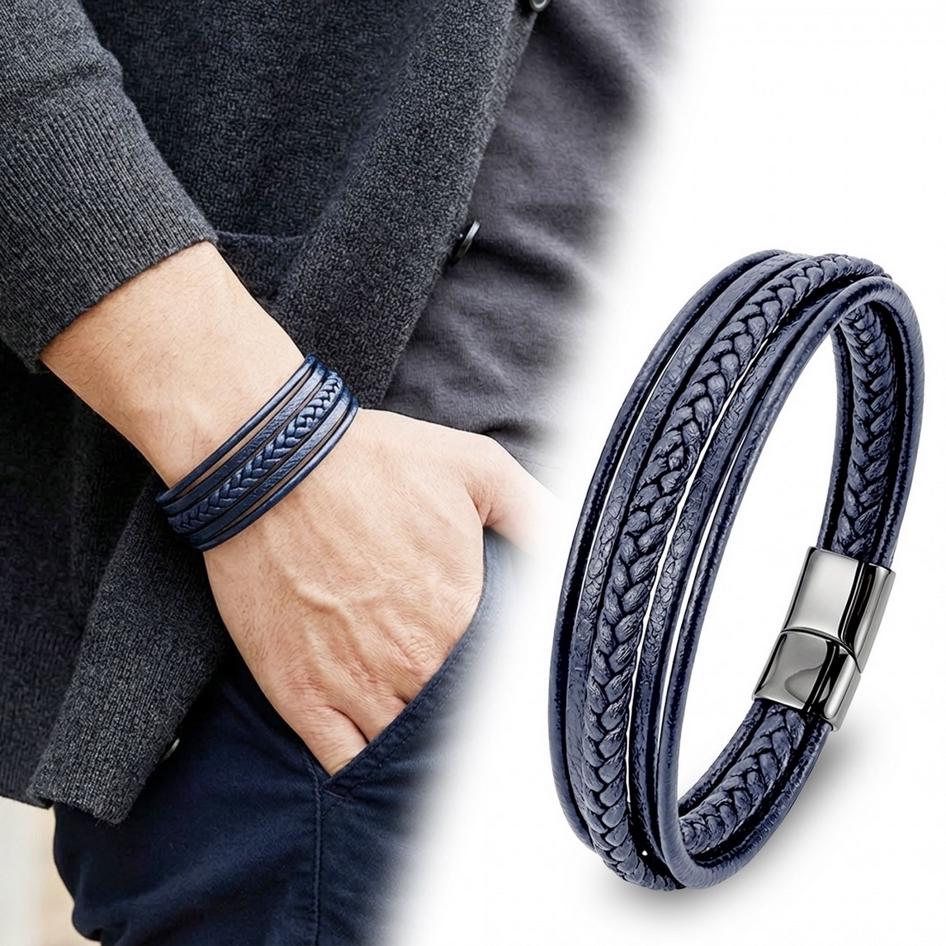 Snake-Stitch Leather Bracelet — image 7