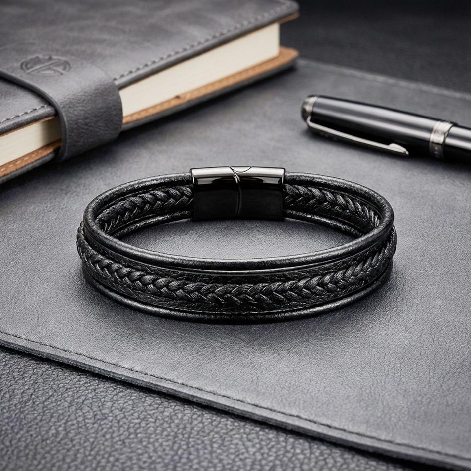 Snake-Stitch Leather Bracelet — image 8