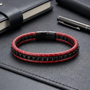 Hematite Red Leather Bracelet — image 4