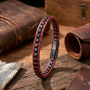 Hematite Red Leather Bracelet — image 1